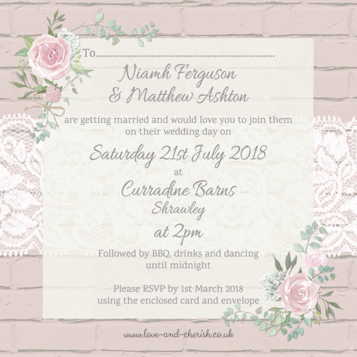 Brick theme invitation back