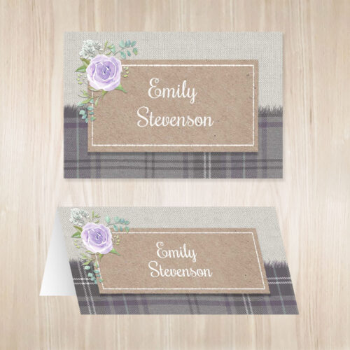 Scottish themed tartan wedding place names.