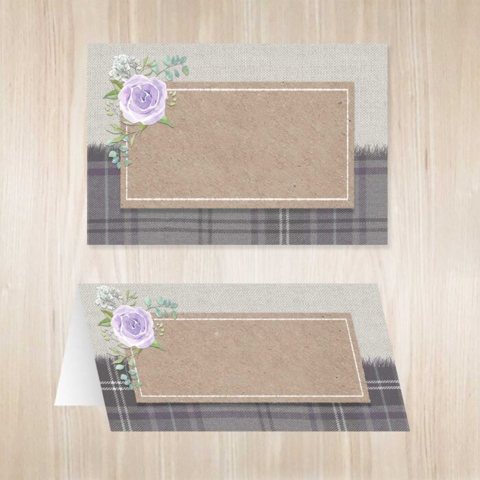 Scottish themed tartan wedding blank place names.