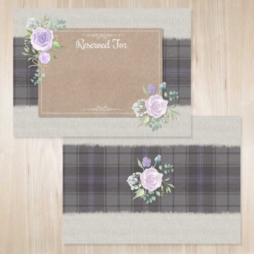 Scottish themed tartan wedding blank reserved seat sign..