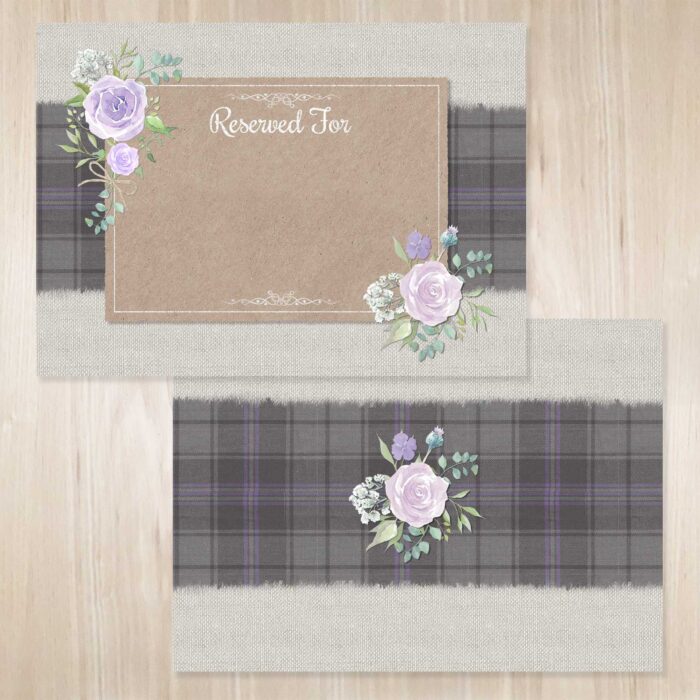 Scottish themed tartan wedding blank reserved seat sign..