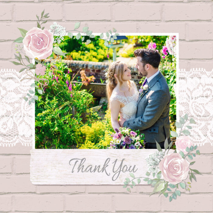 Pink Theme Wedding Thank You Card
