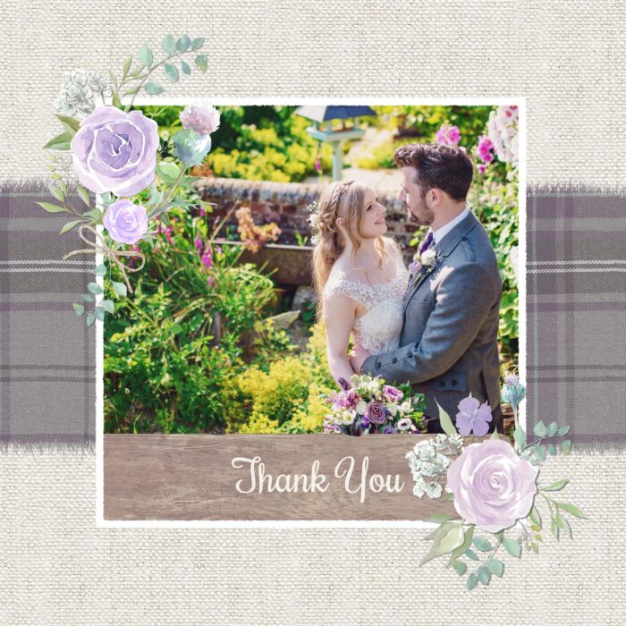 Scottish themed wedding thank you card front