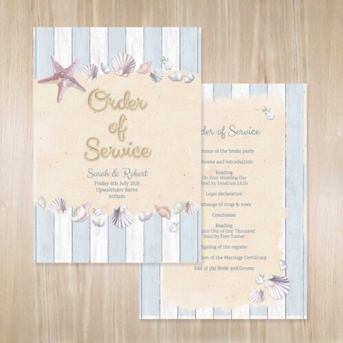 Seaside themed order of service