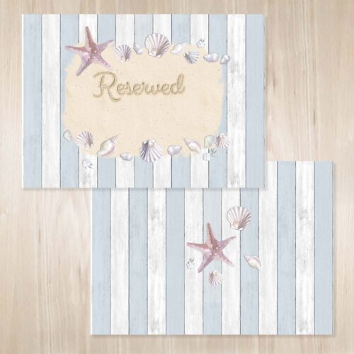Seaside wedding blank reserved seat sign..