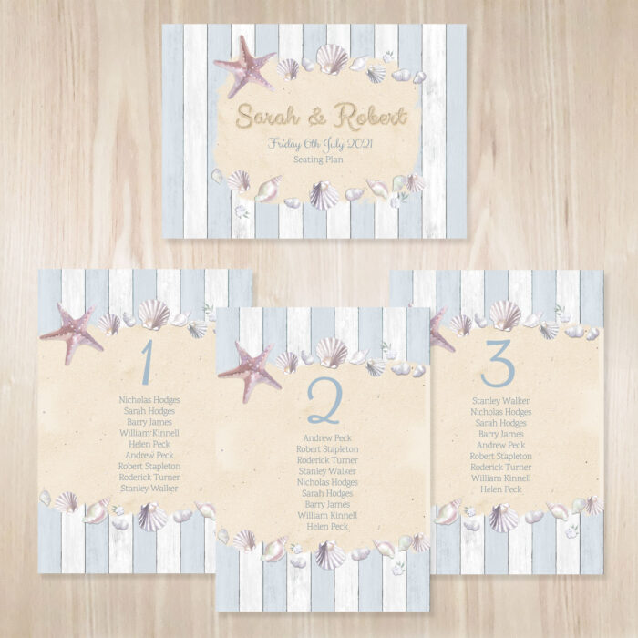 Beach theme wedding stationery