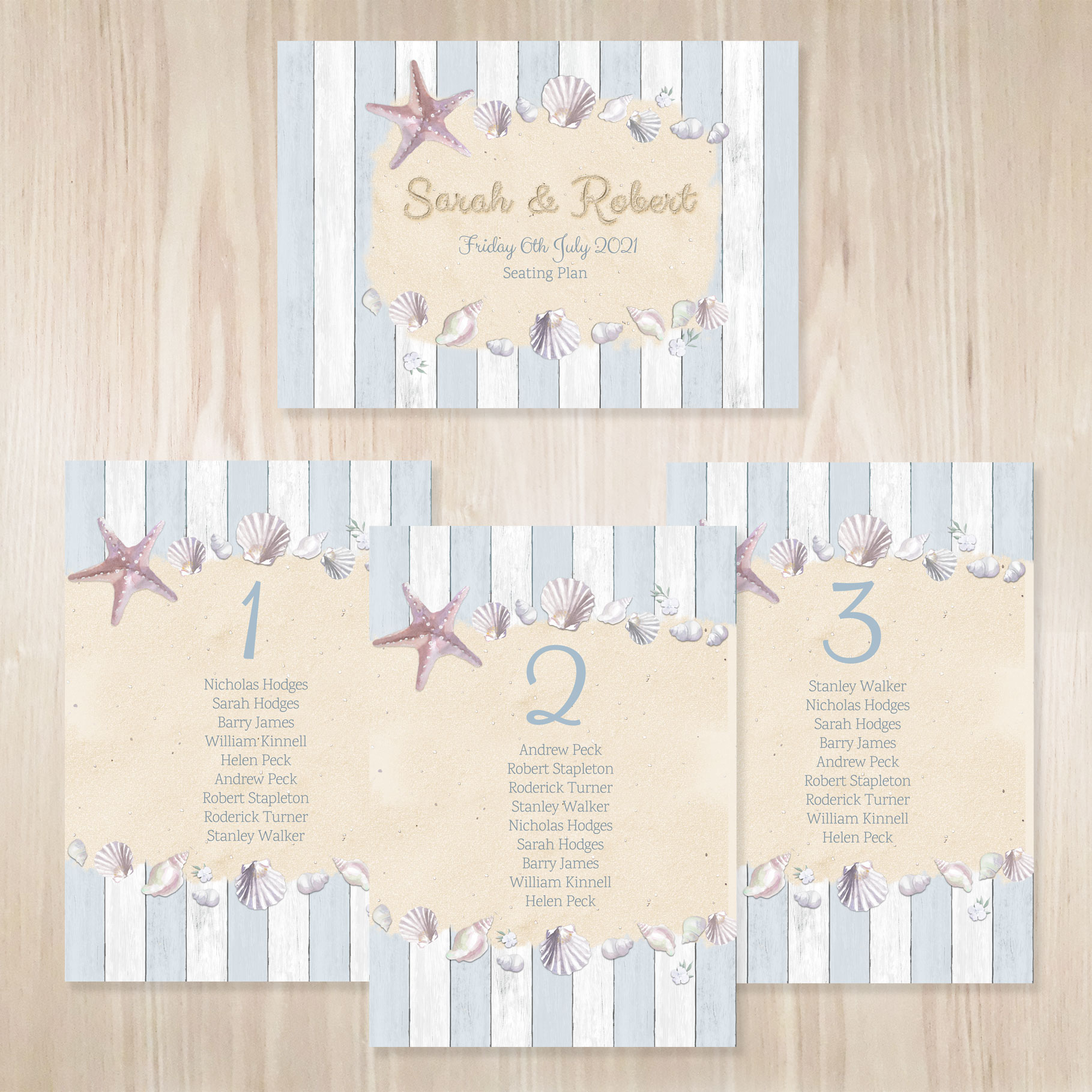 Beach theme wedding stationery