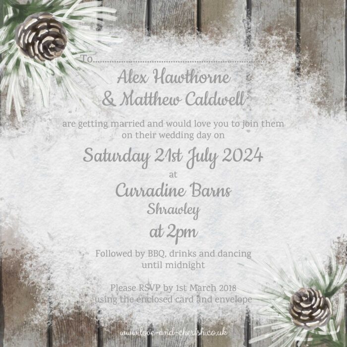 Winter flat invitation back