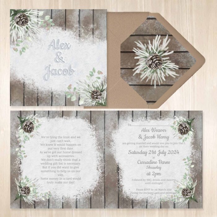 Winter flat invitation folded
